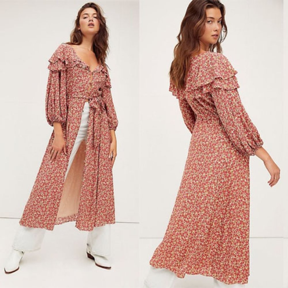 Free People Float On A Sunbeam Midi Dress Rose XS